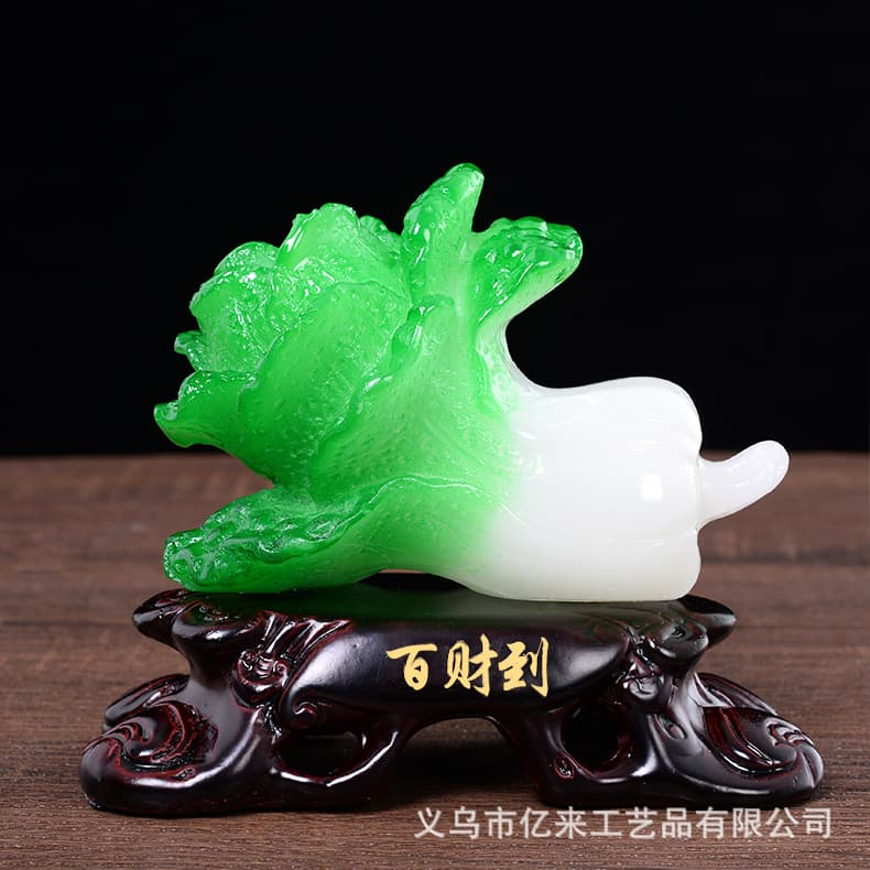 Wealth Arrives" Cabbage-themed Resin Craft for Home or Car Decoration, Creative Promotional Gift Item