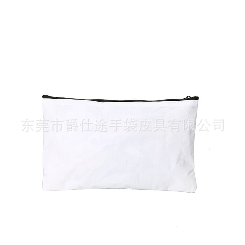 Korean style versatile PE woven clutch bag, white eco-friendly woven zipper bag, waterproof PE woven storage bag