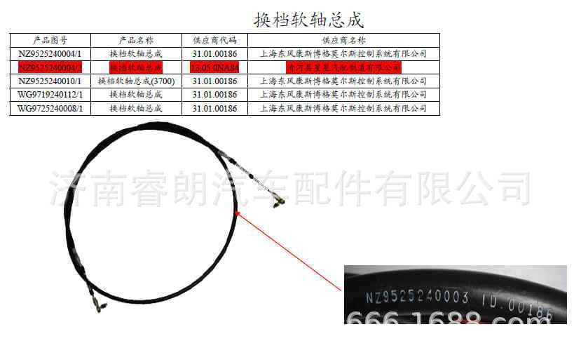 Production and Wholesale of Sinotruk Steyr Howo Haoyun Parts NZ9525240010 Shift Cable Assembly