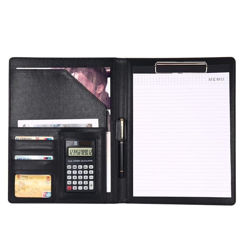 A4 multifunctional folder information folder business leather signing folder with calculator board folder manager folder printed logo