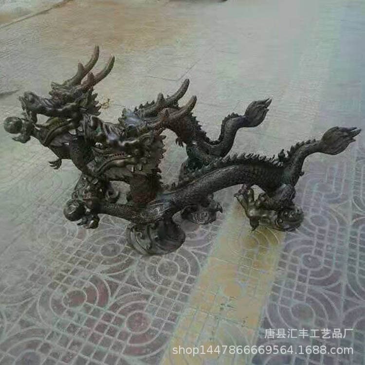 Bronze Carved Dragon, Cast Bronze Dragon Artwork, Large Copper Dragon Double Dragon Playing with Pearl Garden Landscape Sculpture Custom Manufacturer