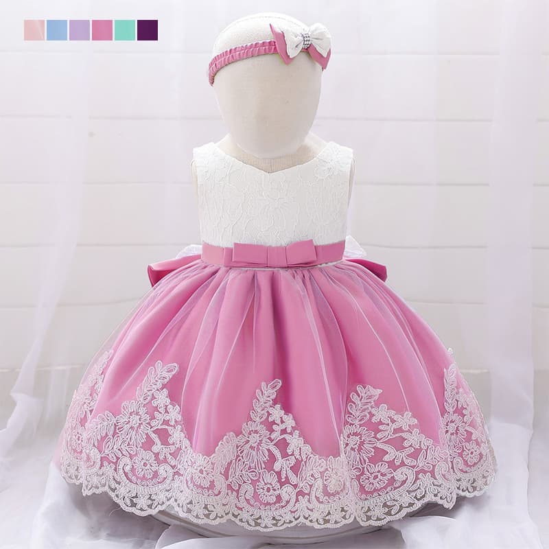 Amazon Babygown Princess Dress For Girls Birthday Party Wash Gown Hair Accessories Large Bowlace Wedding Dress