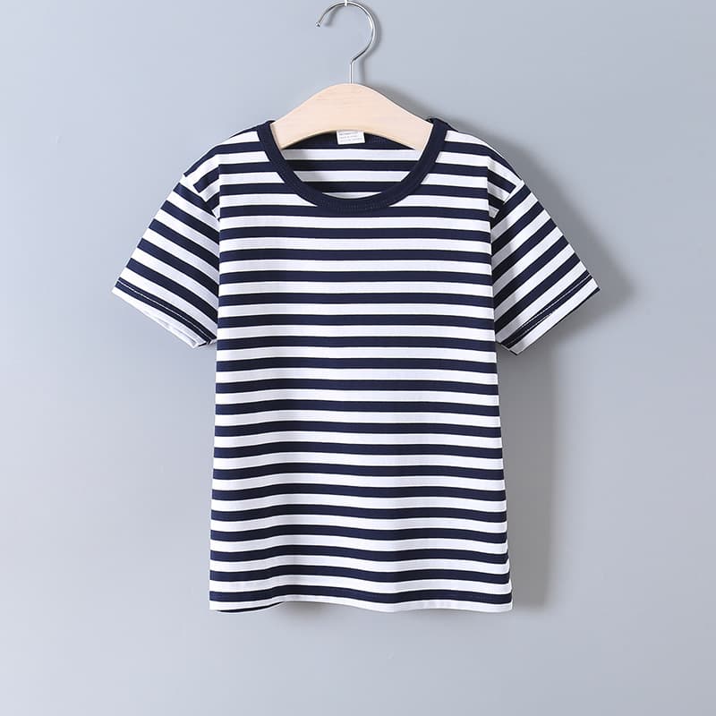 Boys' Short-Sleeve T-Shirts, Medium and Large Children's Sailor Shirts, Summer Outfits, Girls' Striped Clothes, Polo Shirts