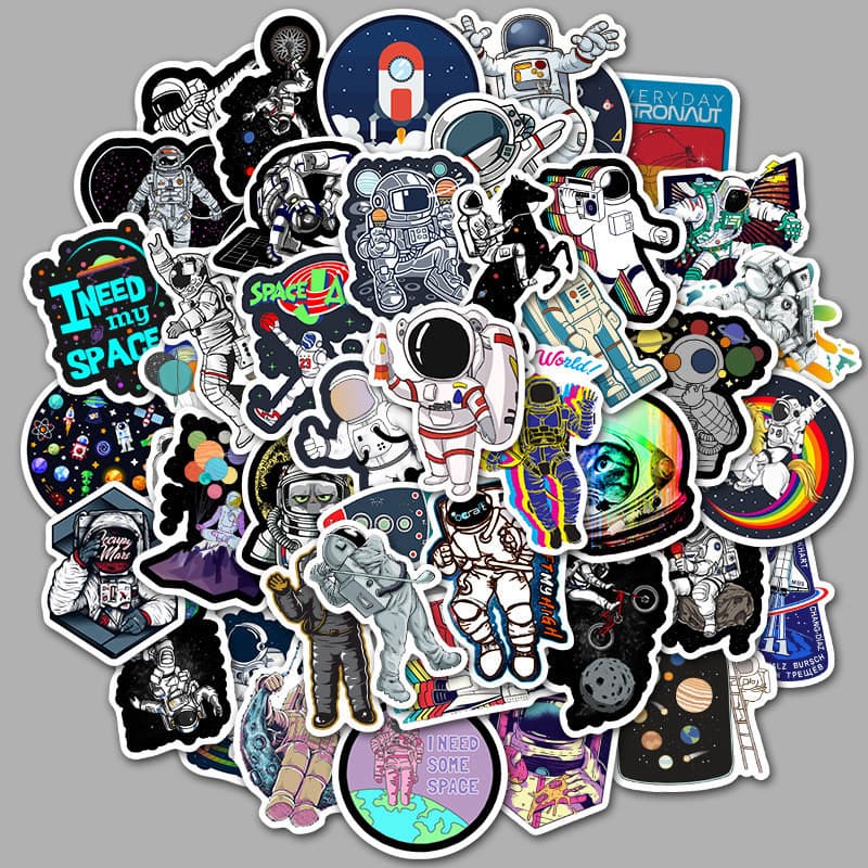 50-Pack Space Astronaut Rocket Luggage Graffiti Stickers Skateboard Notebook Refrigerator Waterproof Decals Journal