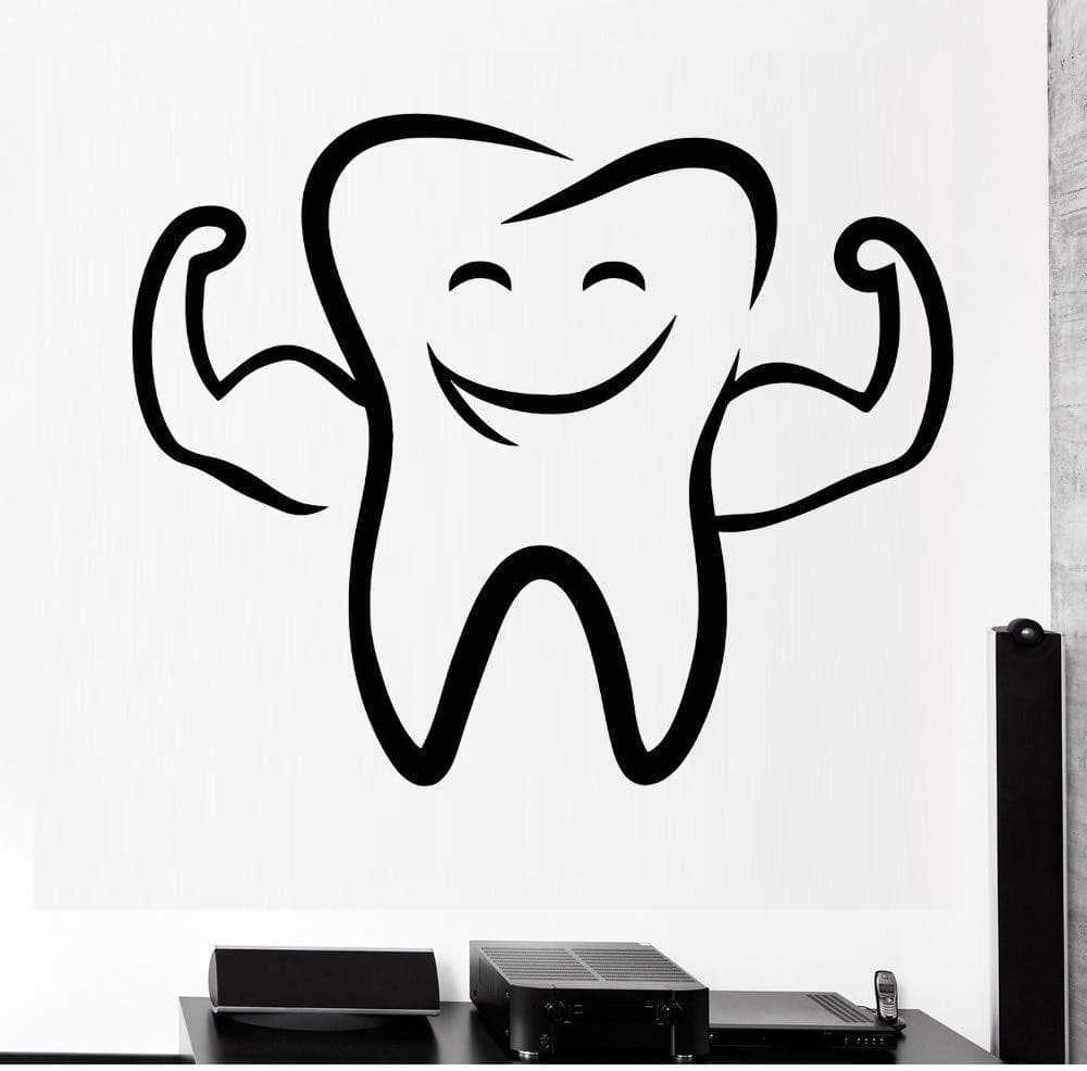 Creative Smiling Cartoon Teeth Pattern Dentist Clinic Decoration Sticker Wall Decal