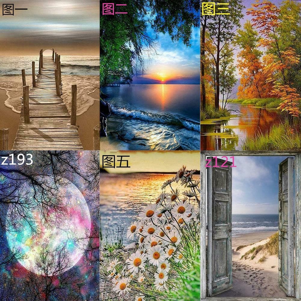5D Diamond Painting Full Drill Scenery Cross Stitch Diamond Art DIY Diamond Painting Decorative Ornament for Bedroom Study