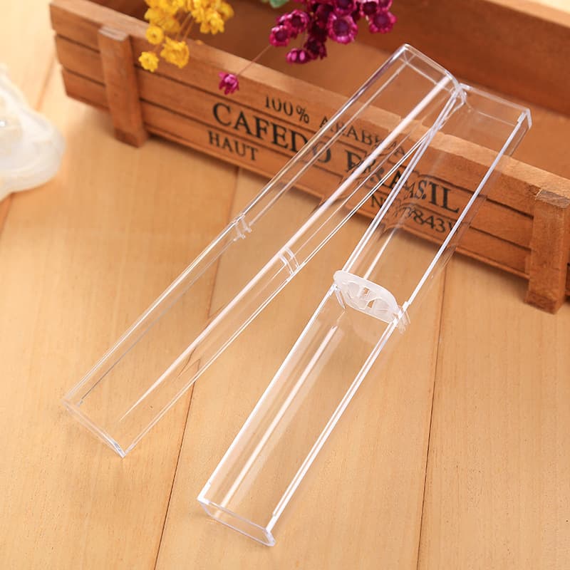 Transparent High-End Rectangular Pen Case, Plastic Crystal Pen Box, Factory Direct with Logo Printing