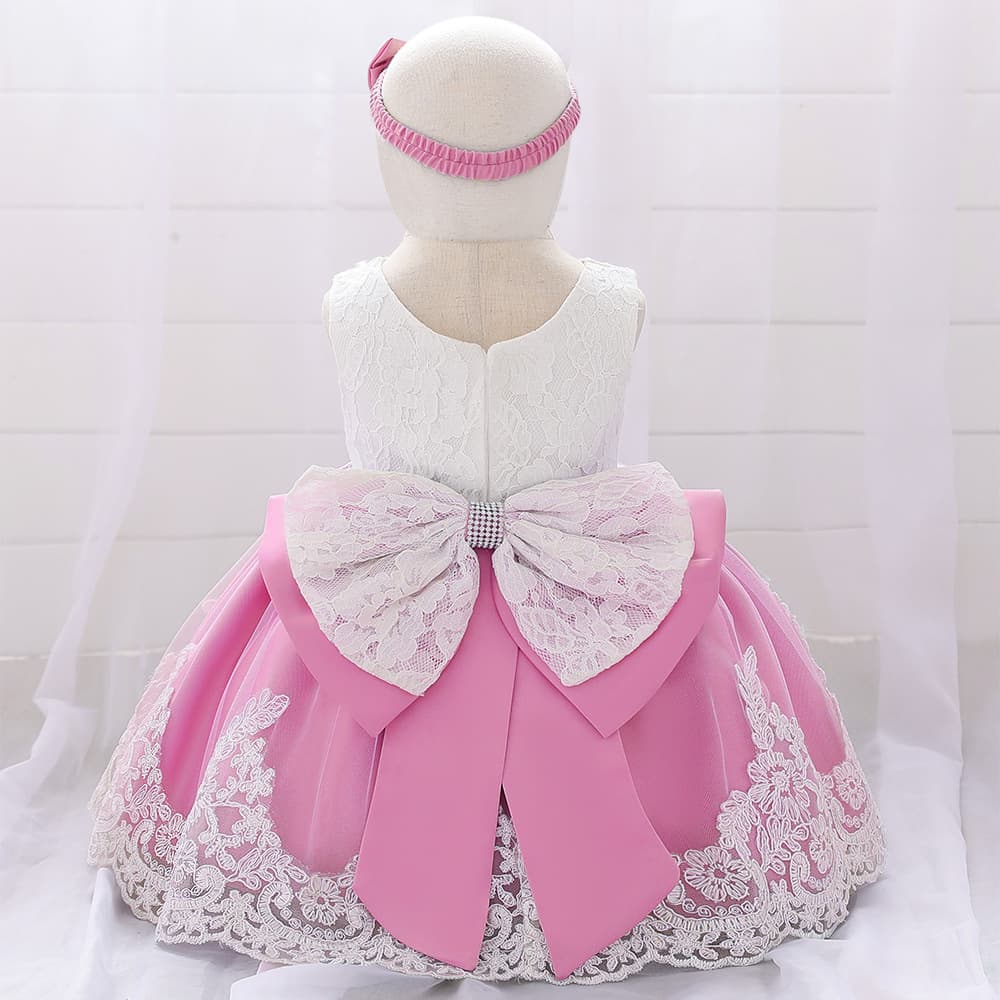 Amazon New Baby Princess Dress, Baby One-Year-Old Dress, Bow Lace Dress, Baby Dresses
