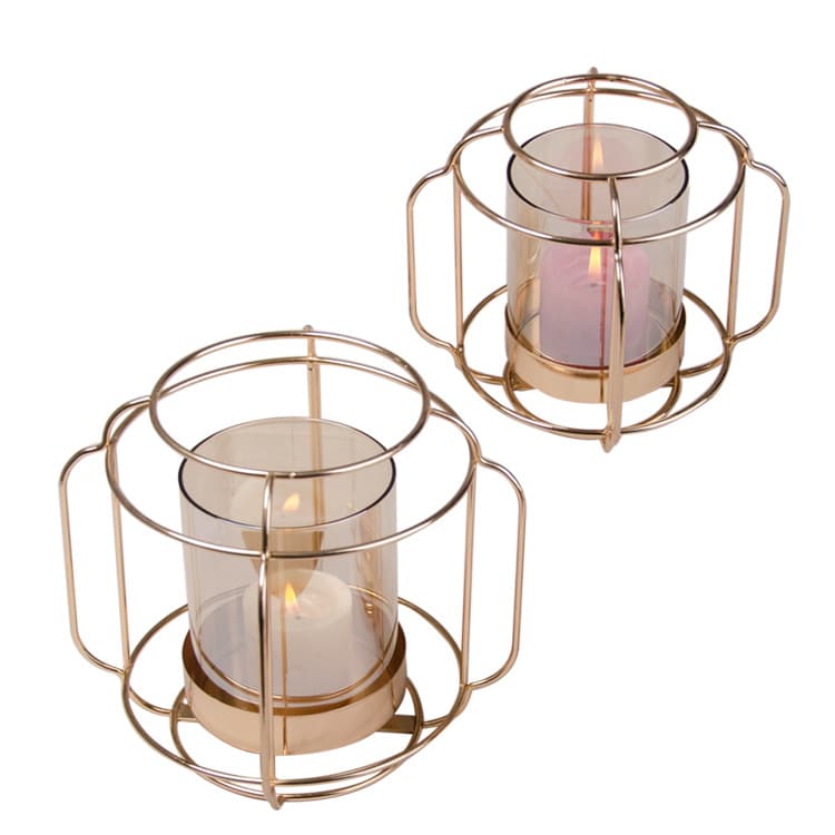 Light Luxury Candle Holder Accessories Golden Iron Candle Holder Geometric Candle Holder European Style Romantic Candle Cup Dining Table Ornaments