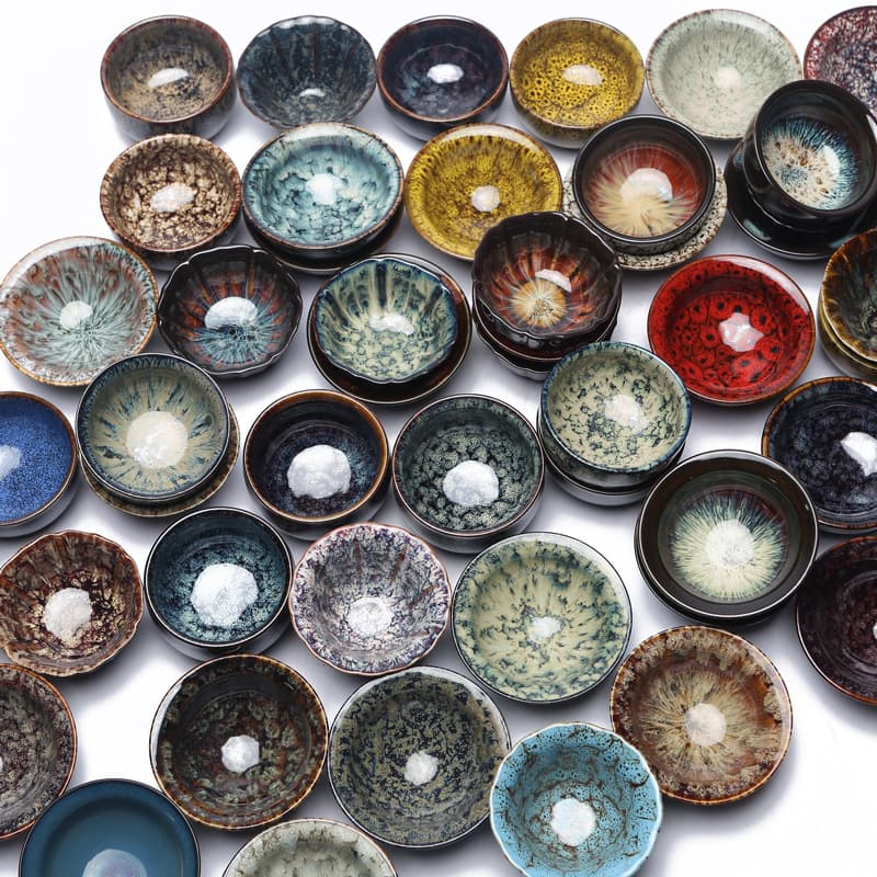 Kiln-Transformed Glaze Teacup Ceramic Gongfu Tea Set Temmoku Glaze Tea Tasting Cup Handmade Tea Bowl Single Cup Wholesale Direct from Manufacturer