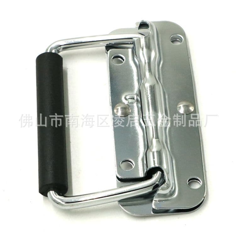 Factory Supply 110mm Long Flight Case Handle Grip Folding Pull Handle Automatic Return Spring Handle Wooden Case Pull Ring