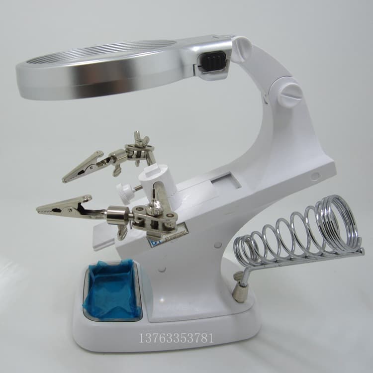 TH-7023B desktop magnifying glass fixture USB wiring LED light soldering iron stand for flux soldering platform