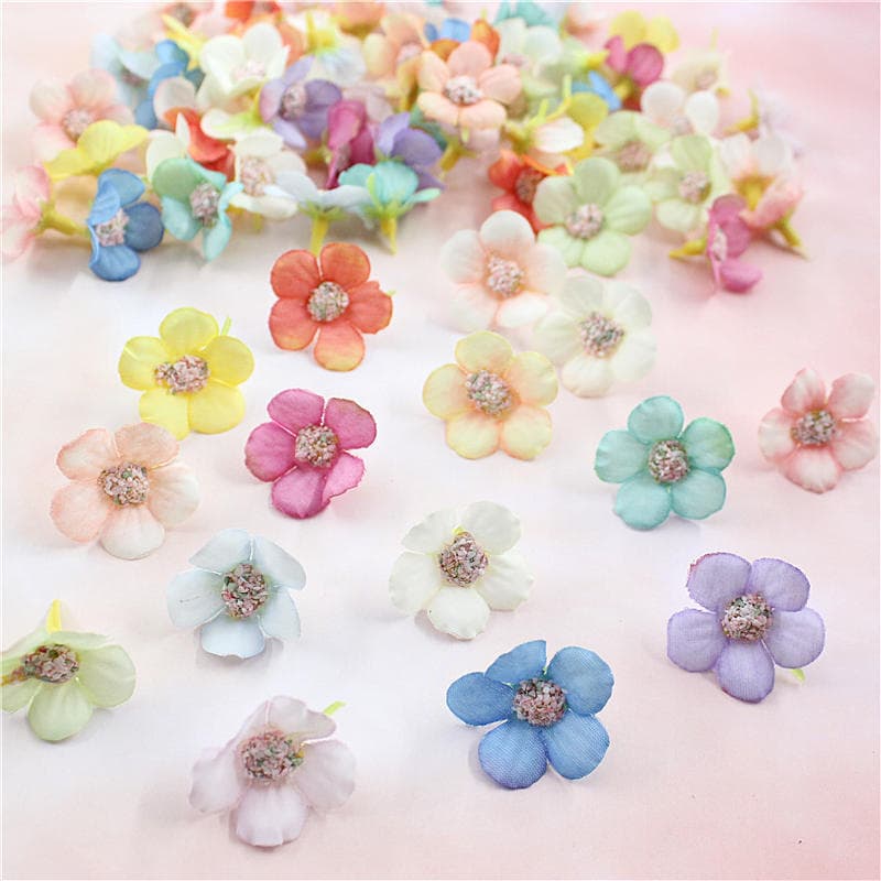 New Flowers 2cm Multicolor Daisy Flower Head Mini Silk Flower Artificial Flower Garland Scrapbook Accessories Home Wedding Decoration