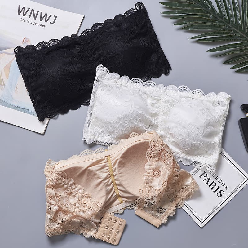 Strapless Tube Top Plus Size Three-Row Buckle Lace Wrap-Around Bra Camisole Underwear Women's Tube Top Style