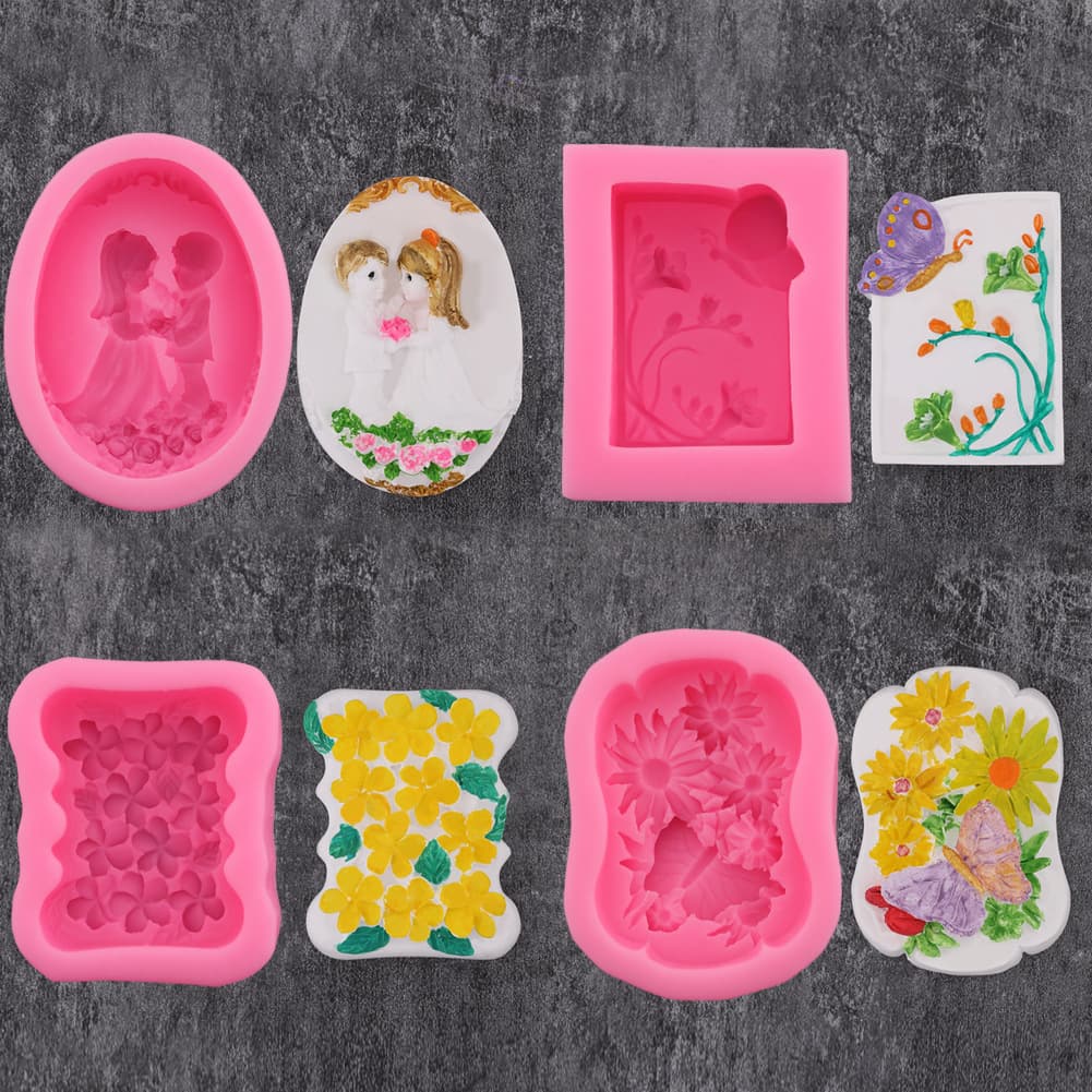 Sunflower fondant cake silicone mold mermaid chocolate cake decoration bride and groom soap silicone mold