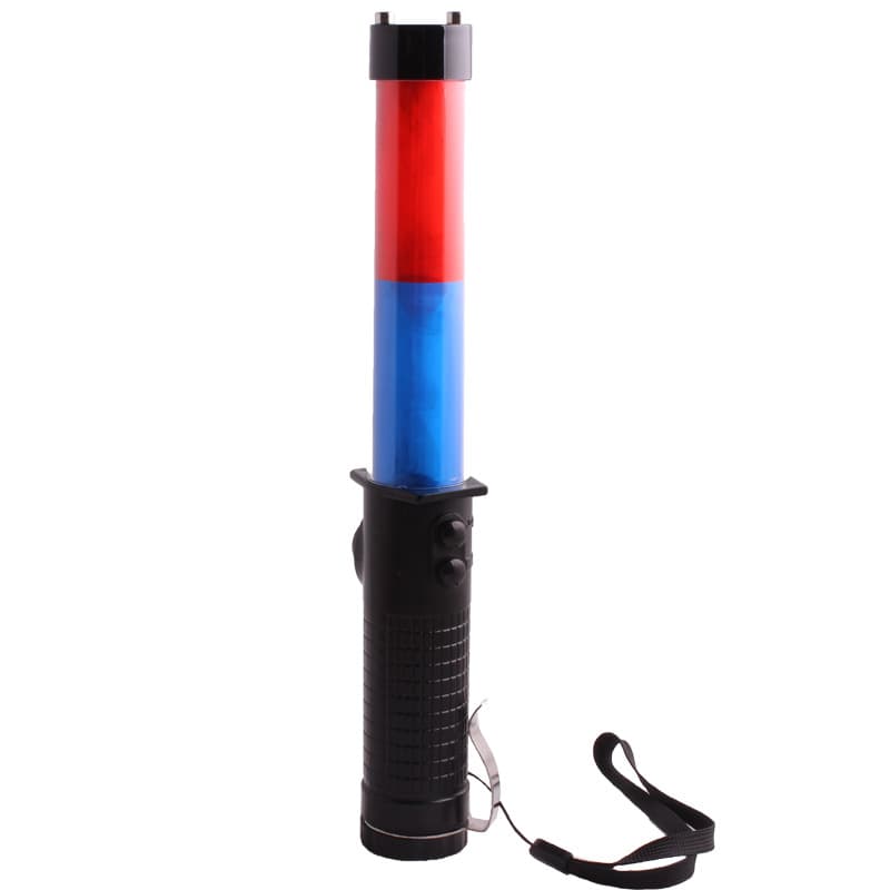 30CM Traffic Baton with Whistle and Buzzer, Magnetic Hook, Illumination, Window Breaker, Fire Evacuation Wand, Red and Blue Strobe Emergency Light