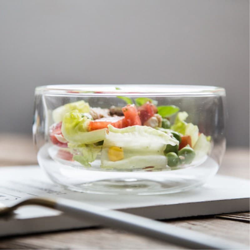 Heat-resistant glass bowl High borosilicate insulated glass bowl Safe and transparent baby food supplement Anti-scald salad bowl Dessert bowl