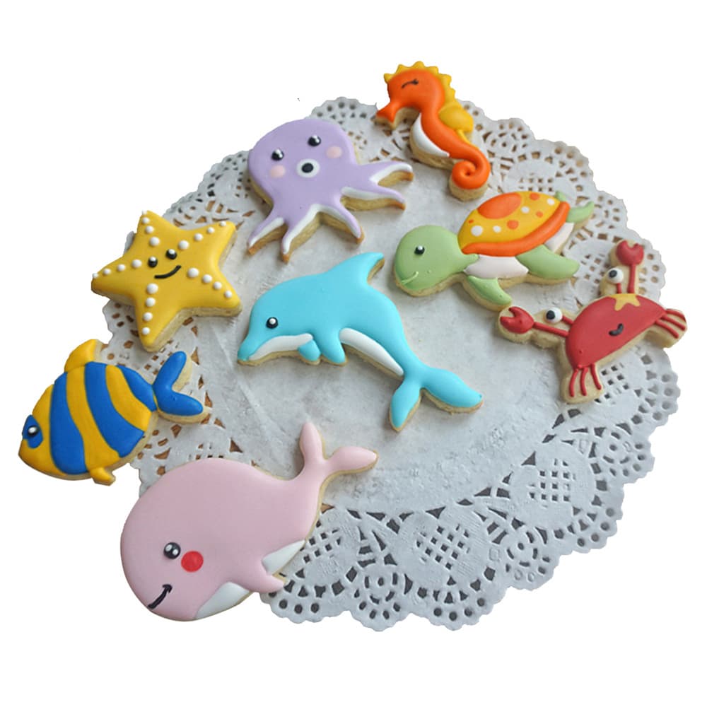 Ocean Life Series DIY Baking Mold Dolphin Seahorse Fondant Plastic Cake Mold Starfish Cookie Mold