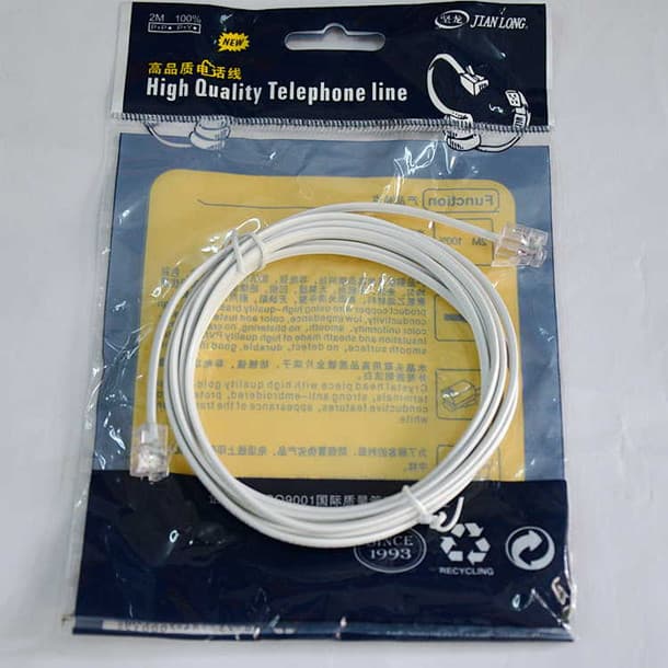 Jianlong High Quality 6P2C Telephone Line Oxygen-Free Copper 2-Core Telephone Wire 3M Pure Copper 2-Core Phone Cable