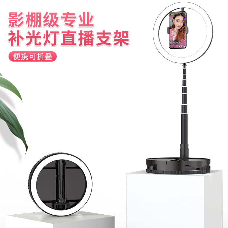 Live Streaming Stand with Fill Light, 1.6m Extendable and Portable, No Disassembly Needed, LED Beauty Selfie Stand for Streamers