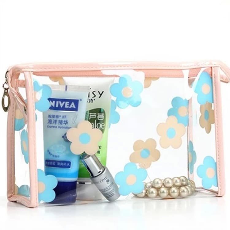 PVC/TPU Transparent Print Waterproof Bag with Zipper, Makeup Bag, Travel Toiletry Storage Bag, New Clutch