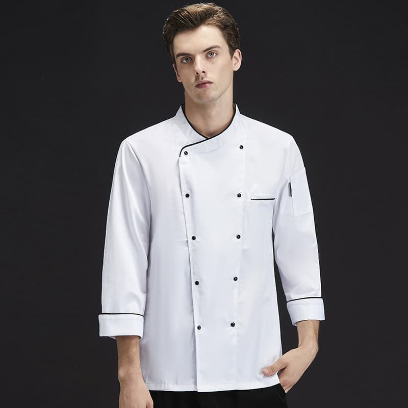 Long Sleeve Chef Work Uniforms Men's White Winter High End Women's Autumn Winter Kitchen Chef Clothing Restaurant Dining Hall