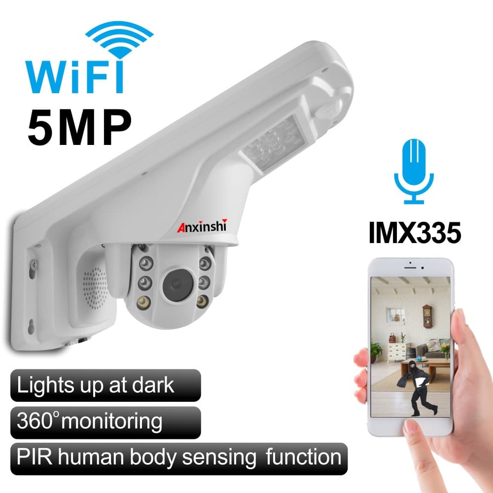 WiFi Wireless Camera PIR Induction AI Smart Camera Humanoid Detection Street Lamp Lighting PTZ Camera