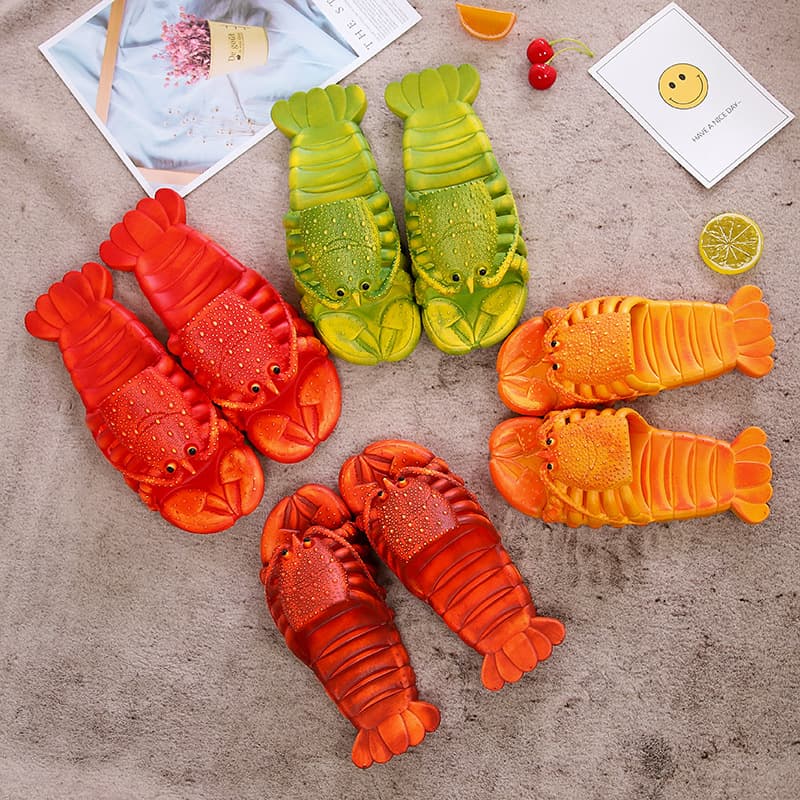 Manufacturer Wholesale Summer Men's and Women's Fashion Sandals Lobster Slippers Funny Crayfish Beach Slippers