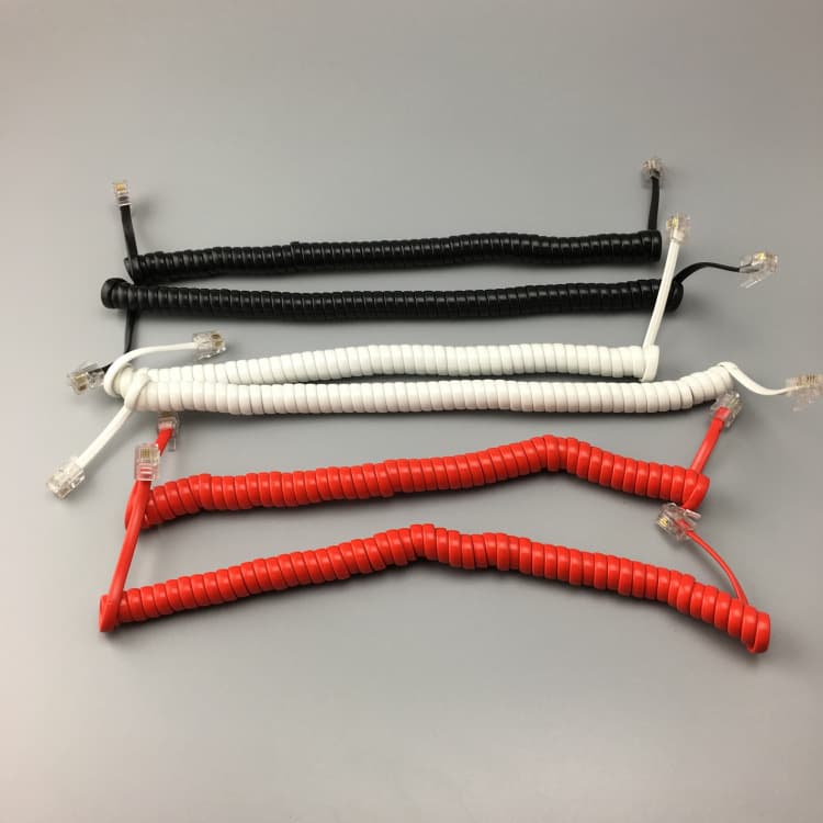 4P4C Telephone Handset Coiled Cord, 4-Core Telephone Handset Cable, 100 Pieces per Pack