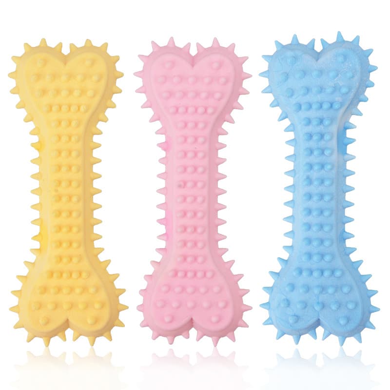New TPR Foam Toy, Milk-Flavored Spiky Flat Bone, Teeth Cleaning Chew Toy for Large and Small Dogs