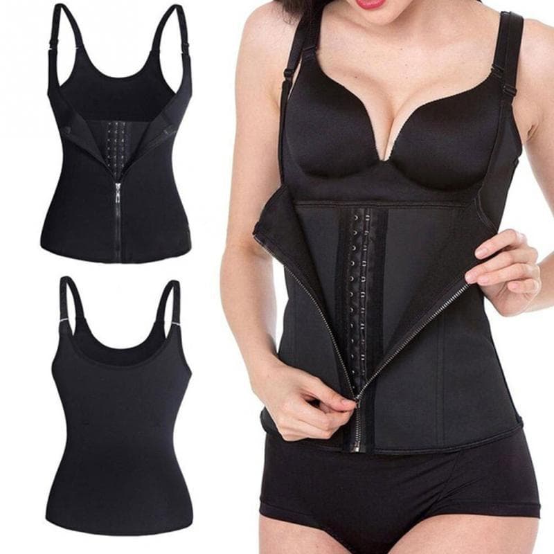 Zipper Women's Body Shaping Corset Neoprene 3-Layer Patch Backless Vest Shapewear