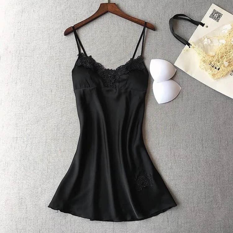 New European and American explosions condole belt deep V simulation silk nightgown comfortable lace foreign trade source wholesale 053