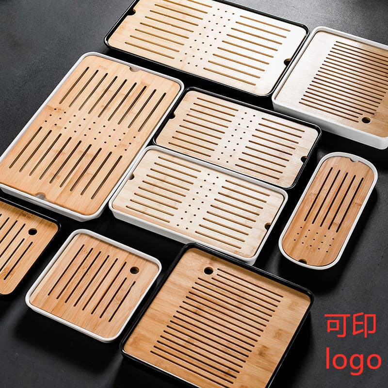 Small Bamboo Tea Tray Square Drainable Dry Brewing Tray, Mini Bamboo Water Storage Tray Tea Sea Station Gongfu Tea Set