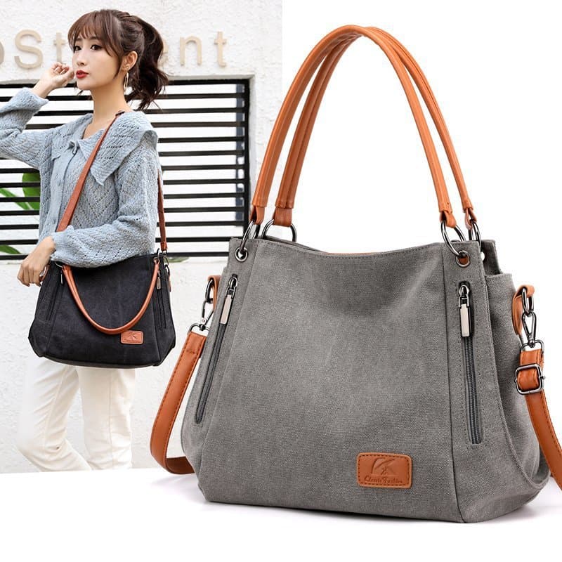 Retro Women's Canvas Bag, New Casual Solid Color Single Shoulder Bag, Women's Handbag, College Student Versatile Crossbody Bag