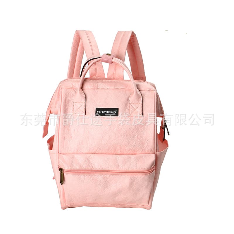 Japanese Simple Dupont Paper Backpack, Pink Eco-friendly Tyvek Backpack, Ultra-light Wear-resistant Handheld Mommy Bag