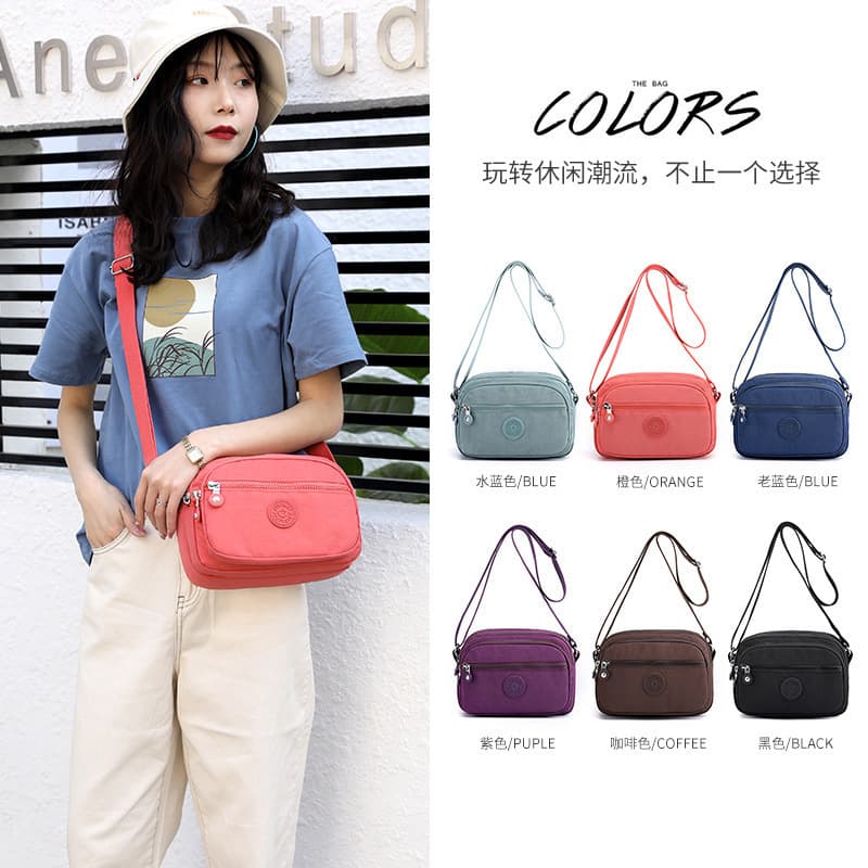 Baigou Jielangshi Factory's 2020 New Lightweight Multi-Pocket Nylon Shoulder/Crossbody Bag, Versatile Travel/Mommy Bag