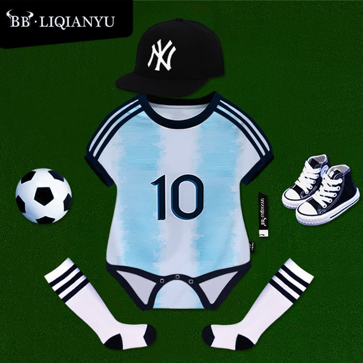 Summer Baby Romper Short Sleeve Argentina Football Bodysuit Crawling Outfit for Newborn Boys and Girls