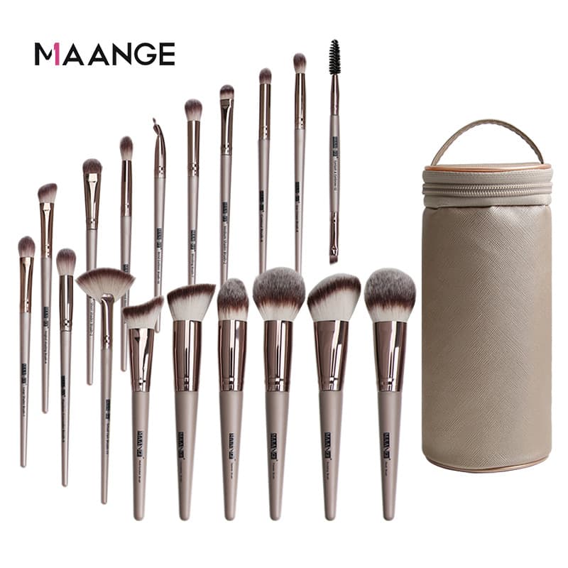 MAANGE 18-Piece Makeup Brush Set with PU Brush Bag Portable Beauty Tool Popular Foreign Trade Sales