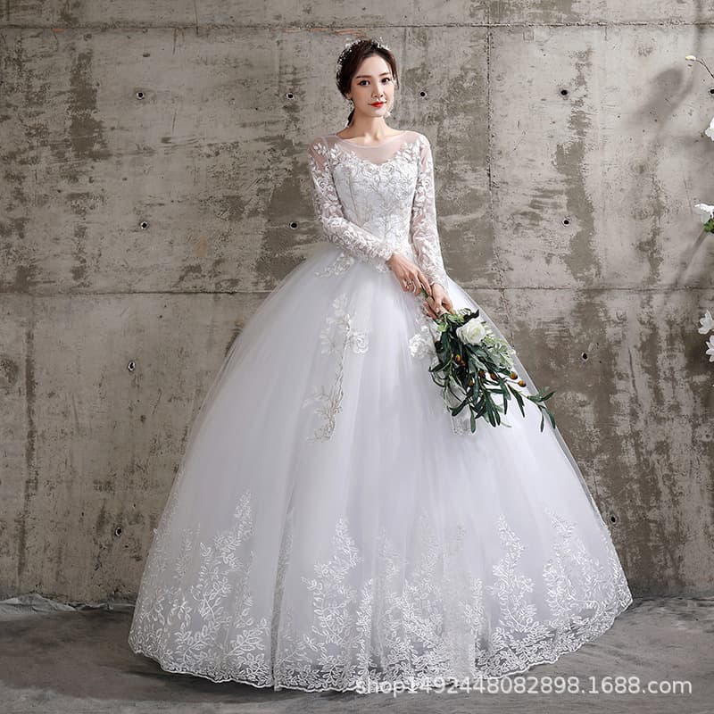 Suzhou Wedding Dress Bride Sleeves Slimming Plus Size Simple Huqiu Korean Style African Export Real Photo