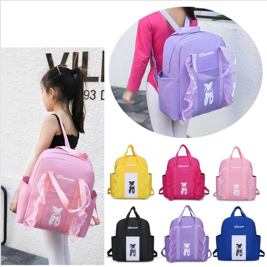New Dance Bag Children's Double-Shoulder Dance Backpack Latin/Ballet Bag Printed Text Girls' Princess Dance Bag Logo