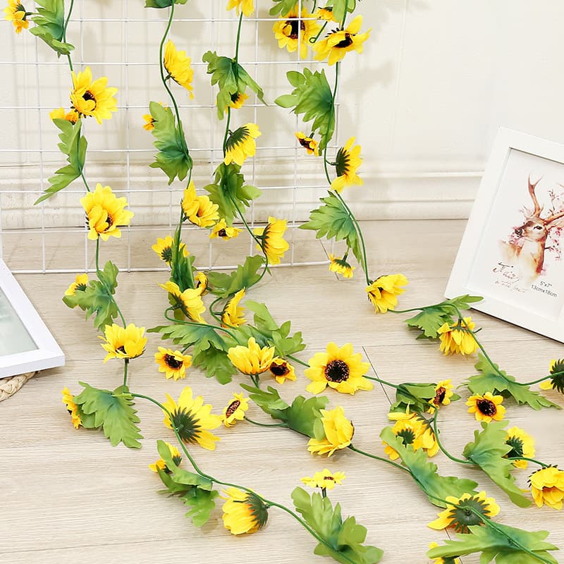 Artificial Sunflower Vine, Rattan Fake Flower, Factory Direct Silk Flower, Air Conditioning Pipe Decoration Vine
