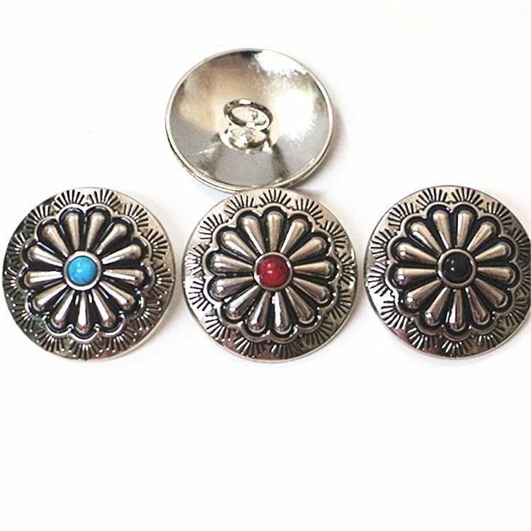 30mm New Sunflower Money Cloth Buckle DIY Leather Goods Craft Turquoise Dollar Buckle Decorative Buckle with Round Ring on Back
