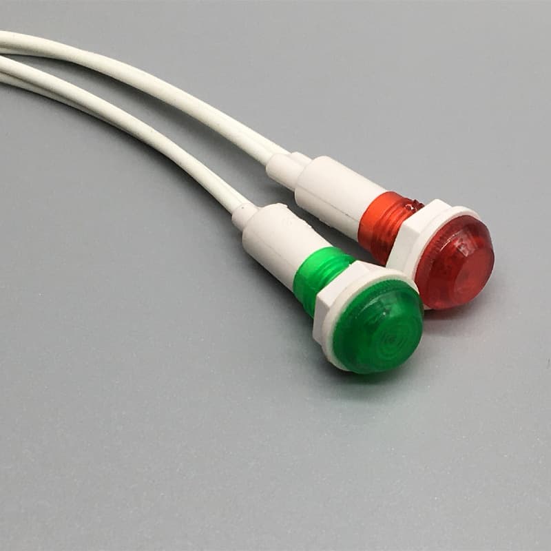 LED Indicator Signal Light with Wire and Buckle, Solderable Signal Light XD10-6, Mounting Hole 10MM