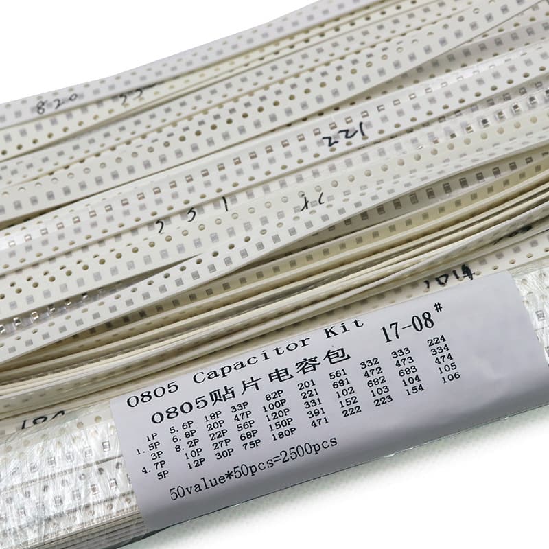 Free Shipping 0805 SMD Capacitor Assortment Resistance 1P-10UF Common Capacitances 50 Types, 50 Each, Total 2500 Pieces