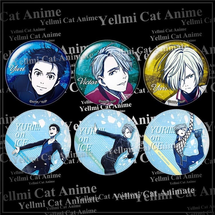 YURI!!! on ICE Badge Anime Pin Brooch Pendant Portable Mirror /E Anime Merchandise