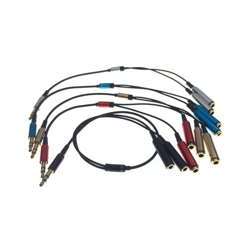 3.5mm Three Section Audio Splitter Cable 1 to 2 Stereo Headphone Speaker Sound Box Earphone Adapter Splitter Line for Laptop Computer