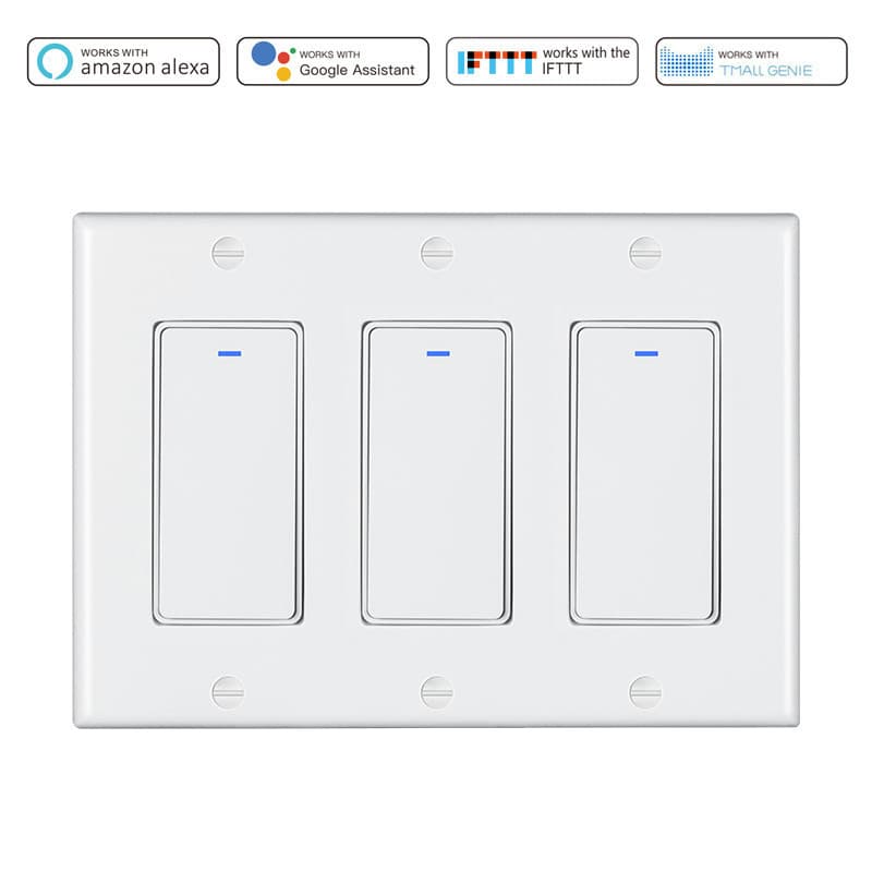 Graffiti US Standard WiFi Remote Control One-Stop Three-Way Smart WiFi Button Switch Alexa Voice Timer