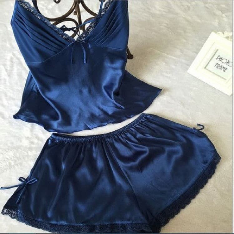 European and American Hot-Selling Sexy Lace Camisole with Lace-Trimmed Shorts Women's Loungewear Two-Piece Set Wholesale from Source