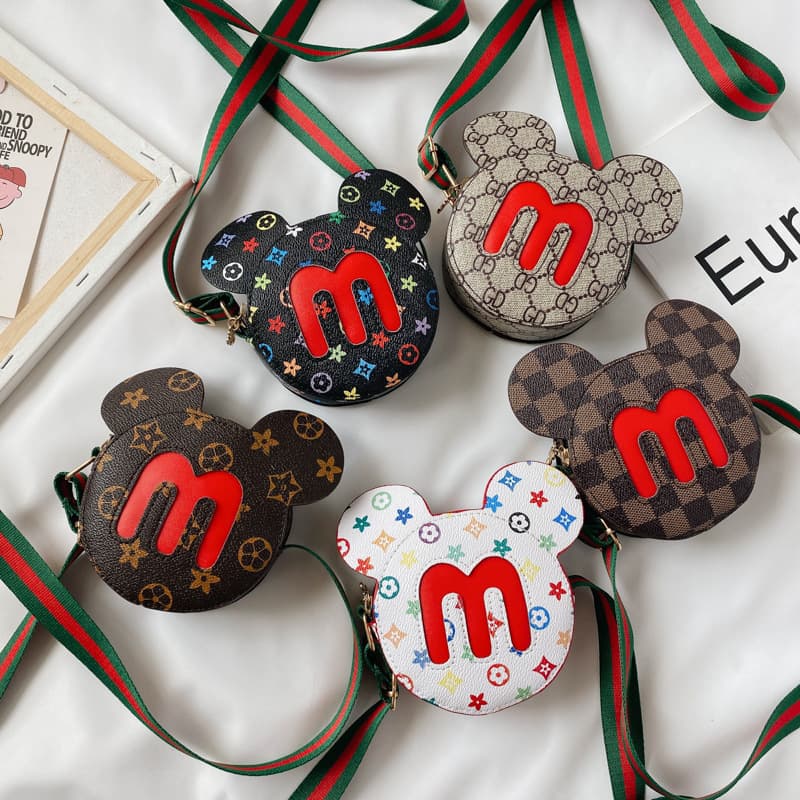 Crossbody Bag, Casual Coin Purse, Korean Fashion Princess Wide Strap Small Round Bag, Mickey Mouse Print Shoulder Bag