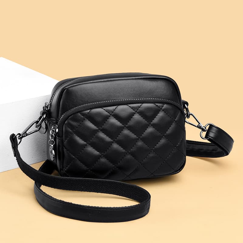 Women's Bag 2020 New Diamond Pattern Middle-Aged Women's Bag Korean Style Versatile Shoulder Crossbody Bag Fashion Trendy Small Round Bag Wholesale